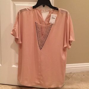 Tan/pink blouse